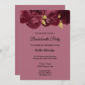 Invitation Bachelorette Florale Bourgogne Et Or (Devant / Derrière)