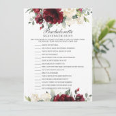 Invitation Bachelorette Florale Bourgogne Jeu de chasse au tr (Debout devant)