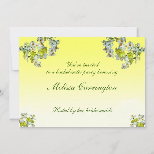 Invitation Bachelorette Florale Jaune (Devant)