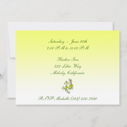 Invitation Bachelorette Florale Jaune (Dos)