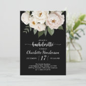 Invitation Bachelorette Florale Noire Et Blanc (Debout devant)