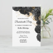 Invitation Bachelorette Florale Noire Et Or (Debout devant)