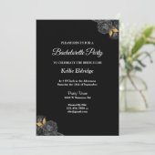Invitation Bachelorette Florale Noire Et Or (Debout devant)