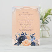 Invitation Bachelorette florale peinte de la marine (Debout devant)