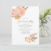 Invitation Bachelorette florale rose et or (Debout devant)