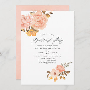 Invitation Bachelorette florale rose et or