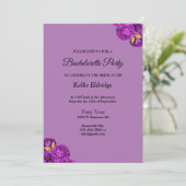 Invitation Bachelorette Florale Violet Et Or (Debout devant)