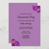 Invitation Bachelorette Florale Violet Et Or (Devant / Derrière)