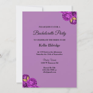 Invitation Bachelorette Florale Violet Et Or