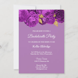 Invitation Bachelorette Florale Violet Et Or