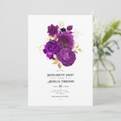 Invitation Bachelorette florale violet et or (Debout devant)