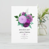 Invitation Bachelorette florale violette et verte (Debout devant)