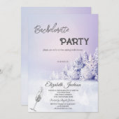 Invitation Bachelorette Forêt Paysager d'hiver Violet (Devant / Derrière)