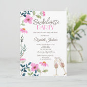 Invitation Bachelorette Garden Pink Flowers (Debout devant)
