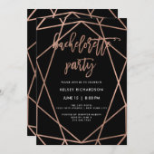 Invitation Bachelorette| Géométrie en or Rose Faux (Devant / Derrière)
