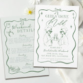 Invitation Bachelorette Girls Gone Mild Green Bow Itinéraire
