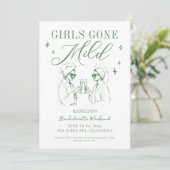 Invitation Bachelorette Girls Gone Mild Sage Vert Itinéraire (Debout devant)