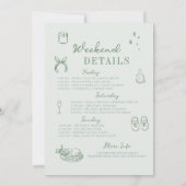 Invitation Bachelorette Girls Gone Mild Sage Vert Itinéraire (Dos)