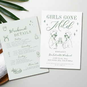 Invitation Bachelorette Girls Gone Mild Sage Vert Itinéraire