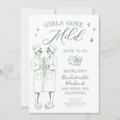 Invitation Bachelorette Girls Gone Mild Script Green Sketch (Devant)