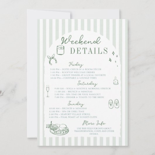 Invitation Bachelorette Girls Gone Mild Stripes Arch Sage (Dos)