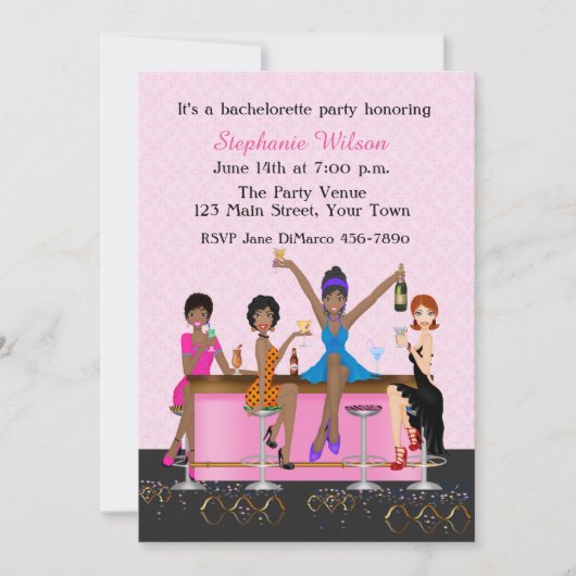 Invitation Bachelorette Girl's Night Out, Afro-Américaine (Devant)