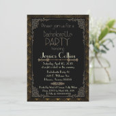 Invitation Bachelorette Gold Art Déco (Debout devant)