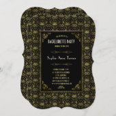 Invitation Bachelorette | Gold Black 1920 Art Déco (Devant / Derrière)