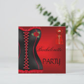 Invitation Bachelorette Gold Black Red Corset (Debout devant)
