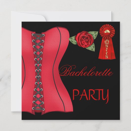 Invitation Bachelorette Gold Black Red Corset 3 (Devant)