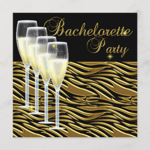 Invitation Bachelorette Gold Champagne Noir