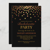 Invitation Bachelorette Gold & Copper Confetti (Devant / Derrière)