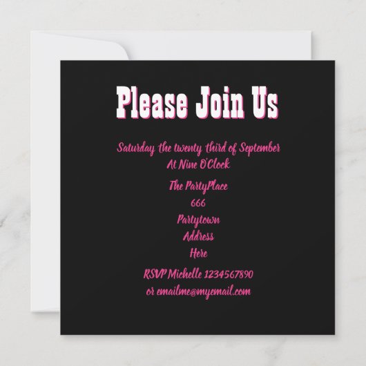 Invitation Bachelorette gothique (Dos)