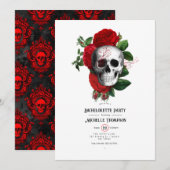Invitation Bachelorette gothique rouge et noire (Devant / Derrière)