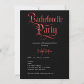 Invitation bachelorette gothique Script en métal rouge sur no (Devant)