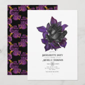 Invitation Bachelorette gothique violet noir et or (Devant / Derrière)