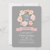 Invitation Bachelorette Gris Gris Pies Roses (Devant)