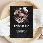 Invitation Bachelorette Halloween Mariée ou Meure Crâne Flora
