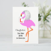 Invitation Bachelorette Hen Party Funny rose Flamant rose mar (Debout devant)