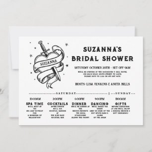 Invitation Bachelorette Itinéraire nuptiale Rock n Roll Heart