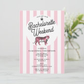 Invitation Bachelorette Itinerary Bach Weekend Retro Leopard  (Debout devant)
