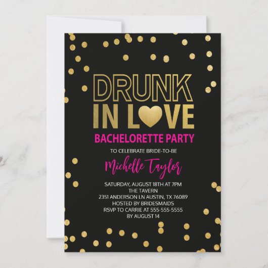 Invitation Bachelorette ivre (Devant)