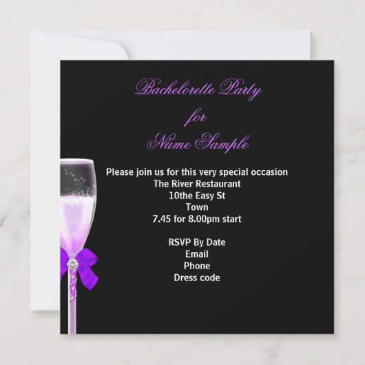 Invitation Bachelorette Leopard Champagne Corset Violet (Dos)