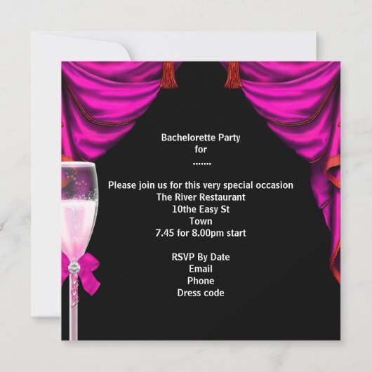 Invitation Bachelorette Leopard Rose Masquerade Champagne (Dos)