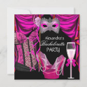Invitation Bachelorette Leopard Rose Masquerade Champagne (Devant)