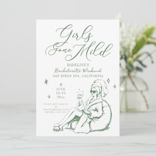 Invitation Bachelorette Les Filles Sont Passées Léger Script  (Debout devant)
