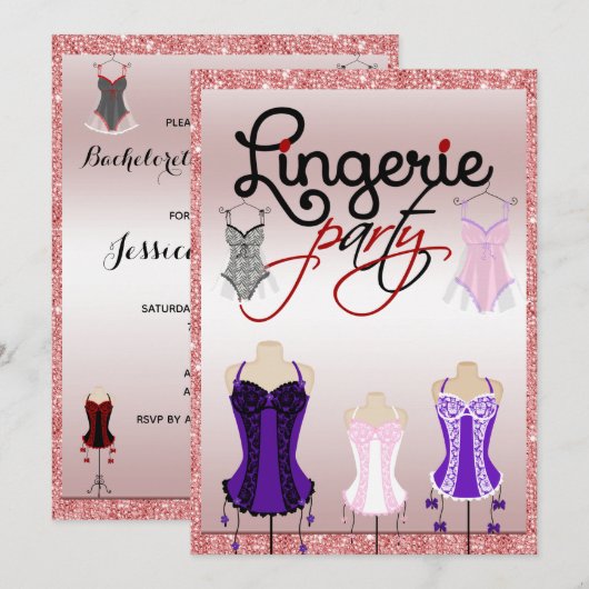 Invitation Bachelorette Lingerie Party (Devant / Derrière)