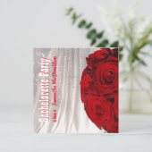 Invitation Bachelorette mariage à fleurs rouges et blanches (Debout devant)
