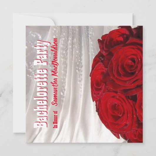 Invitation Bachelorette mariage à fleurs rouges et blanches (Devant)