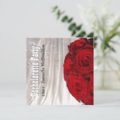 Invitation Bachelorette mariage à fleurs rouges et blanches (Debout devant)